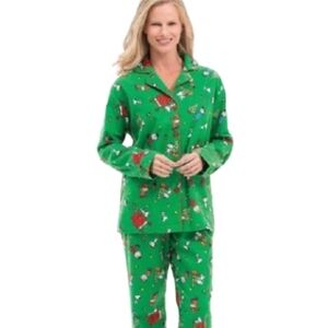 Peanuts Green Pajama Top with Cartoon Characters